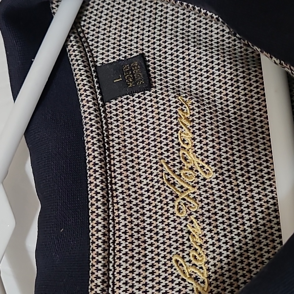 Tan & Gray Tiny Diamond Design Collared Polo Shirt/Golf Shirt, Large, Like New - Picture 2 of 5